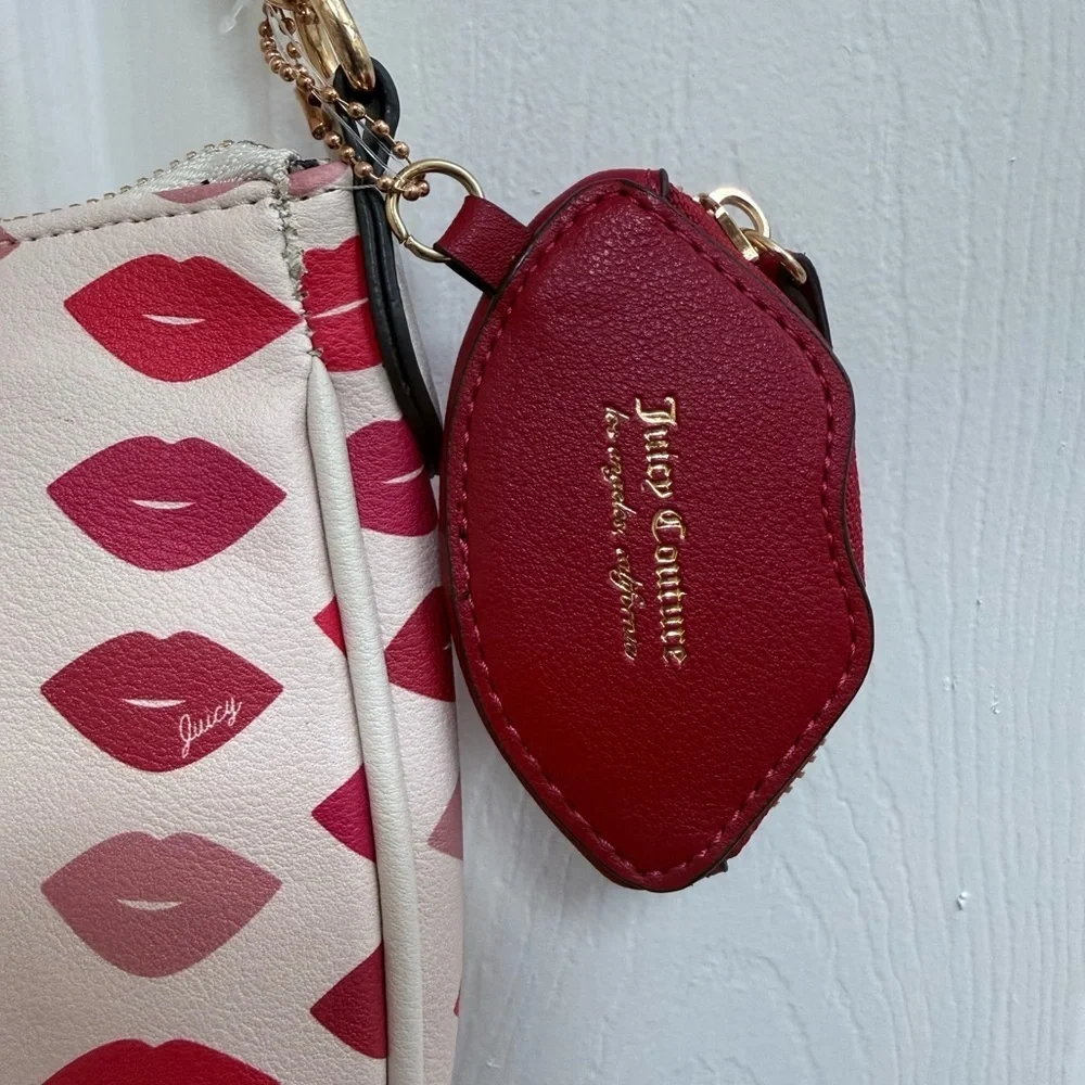 NWT Juicy Couture “Sealed With a Kiss” Hobo Bag Crystal w/Red Lips Coin Purse